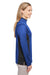 Harriton M786W Womens Flash Performance Moisture Wicking Colorblock 1/4 Zip Sweatshirt True Royal Blue/Black Model Side