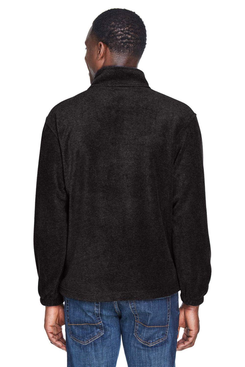 Harriton M980 Mens Pill Resistant Fleece 1/4 Zip Sweatshirt Black Model Back