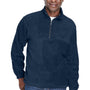 Harriton Mens Pill Resistant Fleece 1/4 Zip Sweatshirt w/ Pockets - Navy Blue