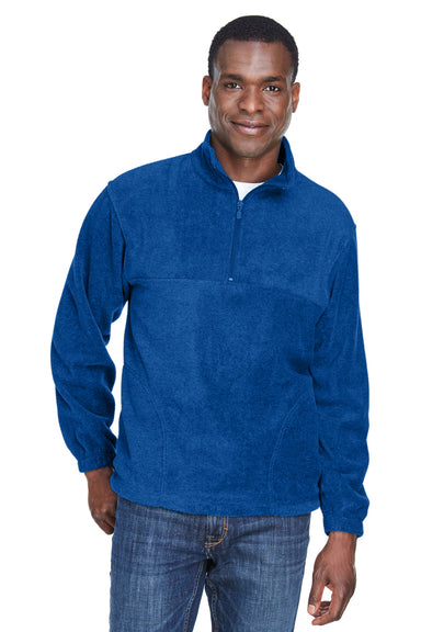 Harriton M980 Mens Pill Resistant Fleece 1/4 Zip Sweatshirt True Royal Blue Model Front