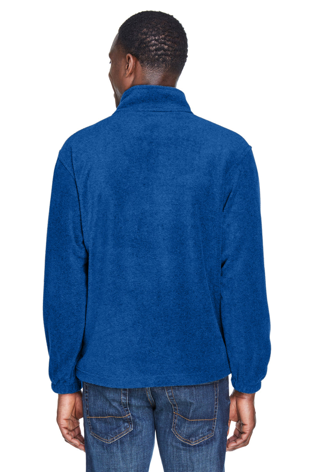 Harriton M980 Mens Pill Resistant Fleece 1/4 Zip Sweatshirt True Royal Blue Model Back