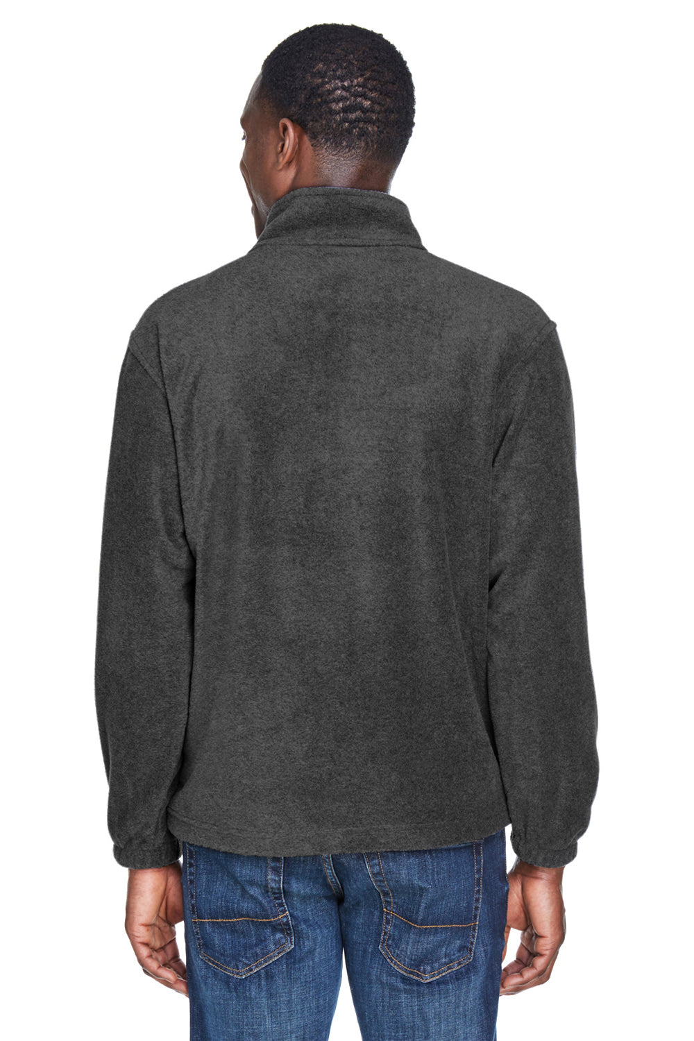 Harriton M980 Mens Pill Resistant Fleece 1/4 Zip Sweatshirt Charcoal Grey Model Back