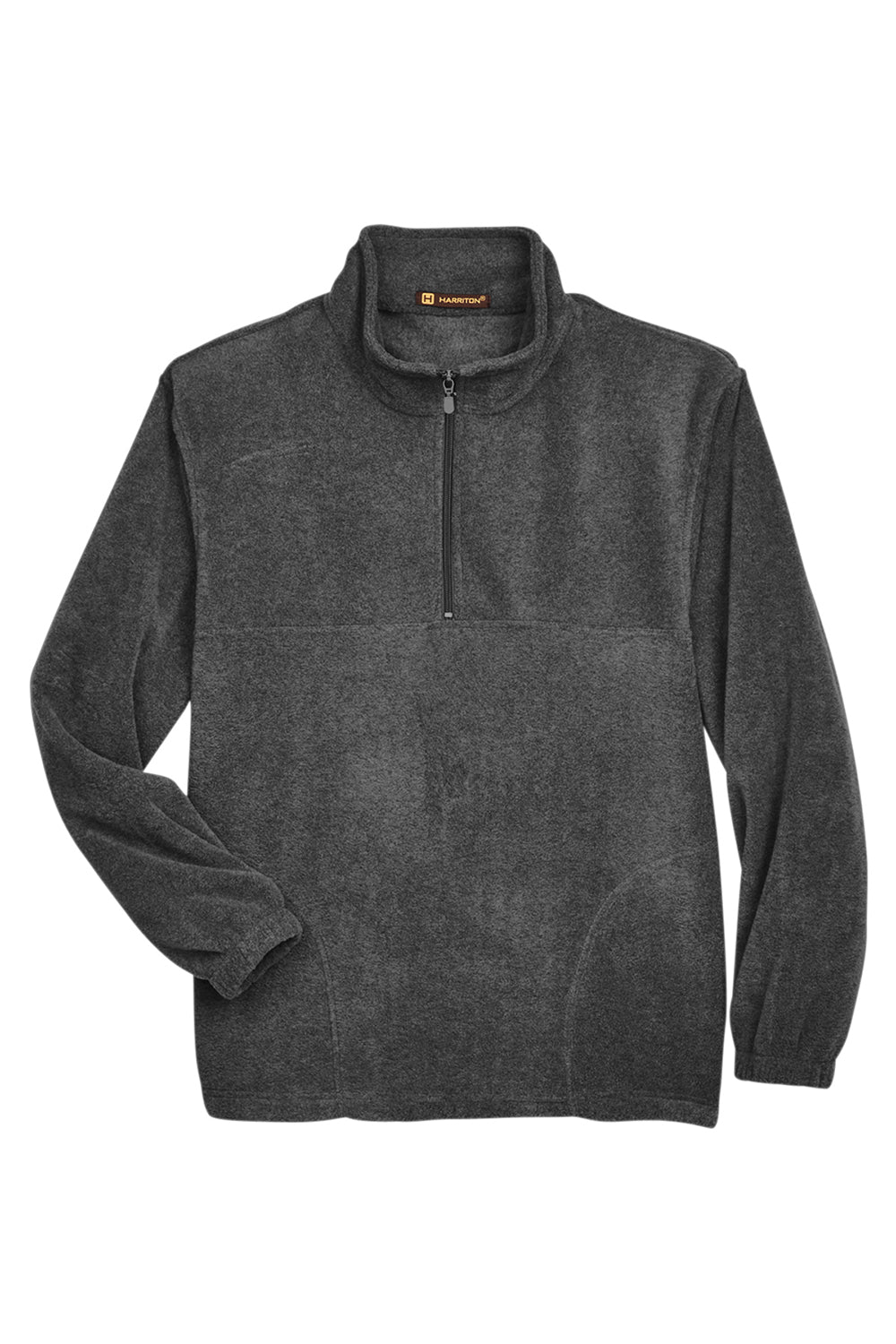 Harriton M980 Mens Pill Resistant Fleece 1/4 Zip Sweatshirt Charcoal Grey Flat Front