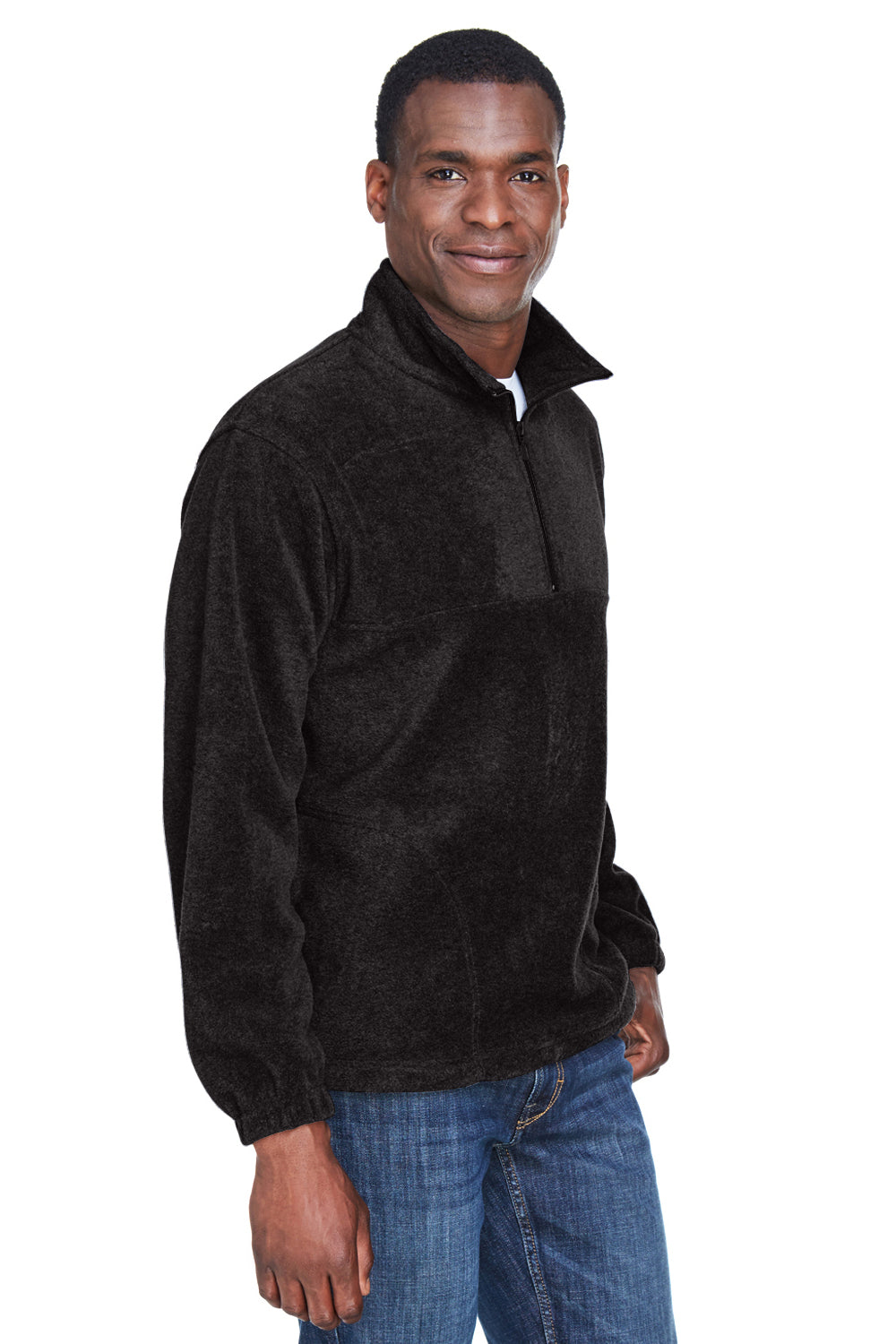 Harriton M980 Mens Pill Resistant Fleece 1/4 Zip Sweatshirt Black Model 3q