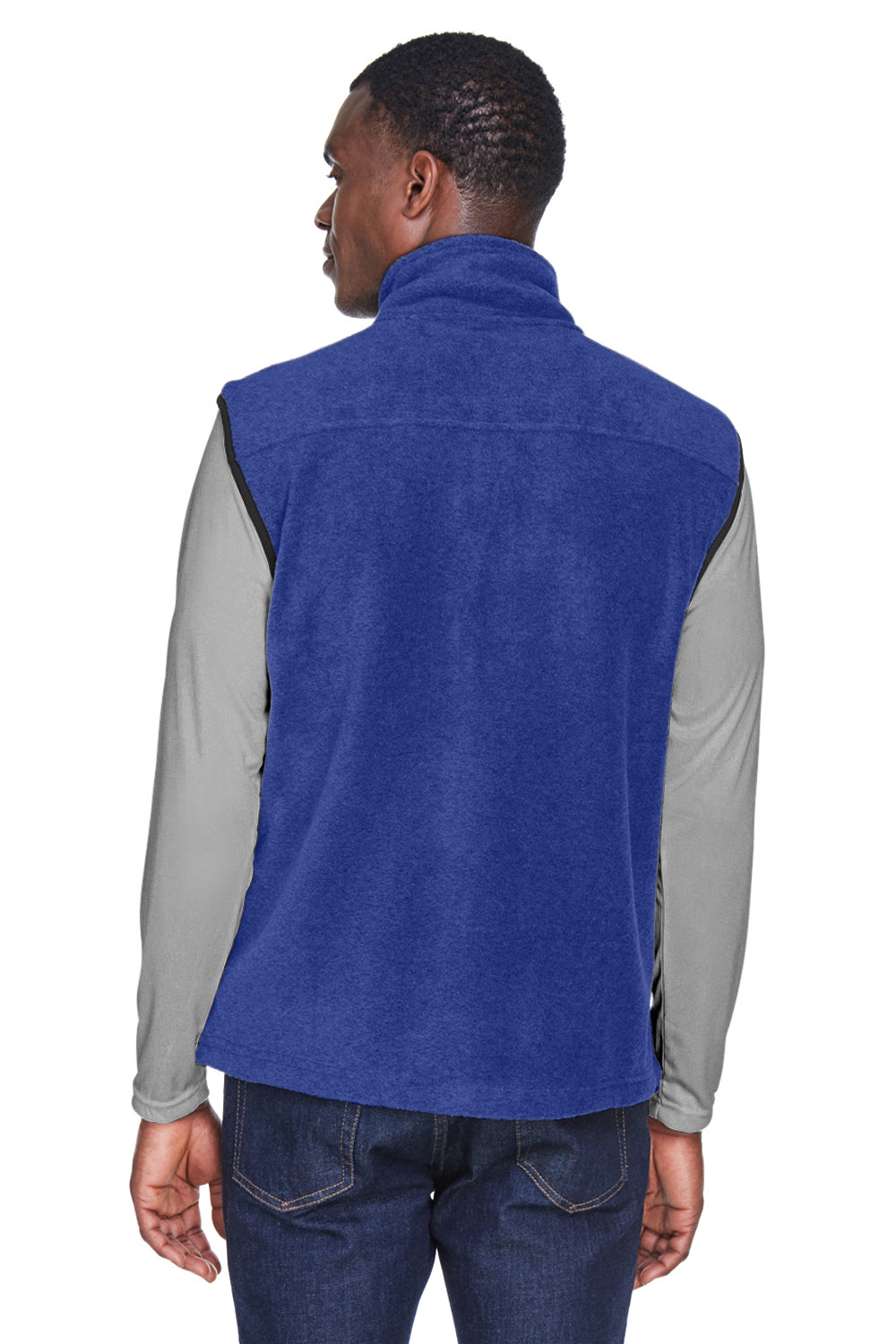 Harriton M985 Mens Pill Resistant Fleece Full Zip Vest True Royal Blue Model Back