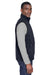 Harriton M985 Mens Pill Resistant Fleece Full Zip Vest Navy Blue Model Side