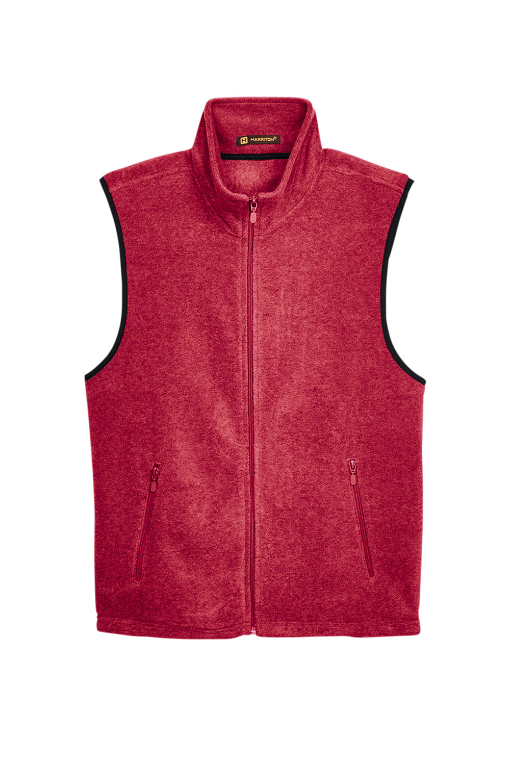 Harriton M985 Mens Pill Resistant Fleece Full Zip Vest Red Flat Front