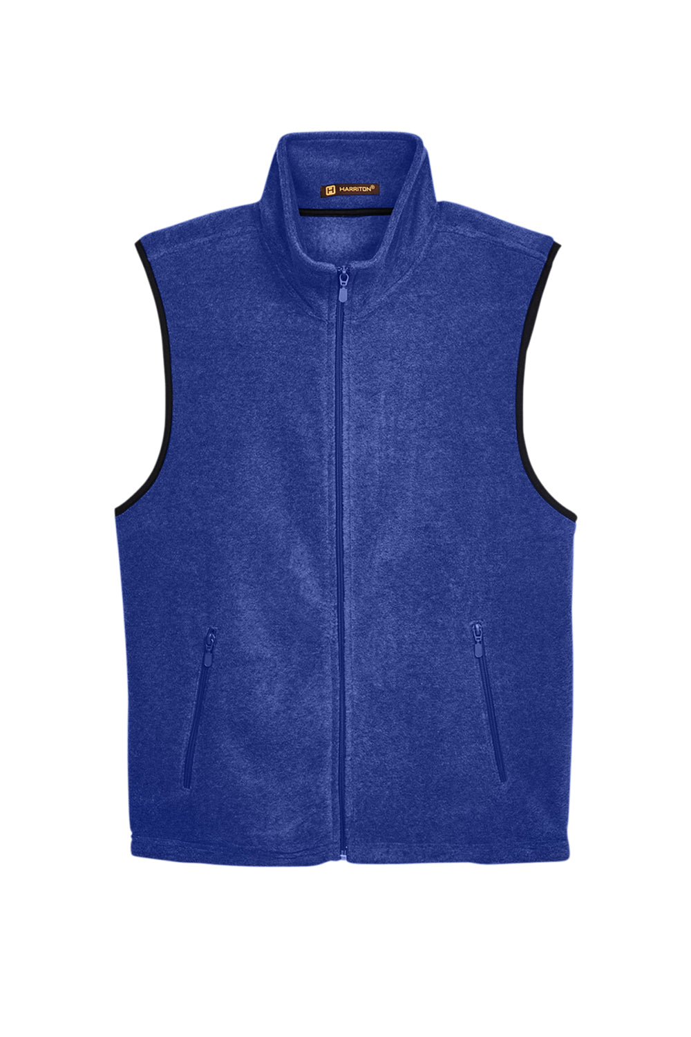 Harriton M985 Mens Pill Resistant Fleece Full Zip Vest True Royal Blue Flat Front