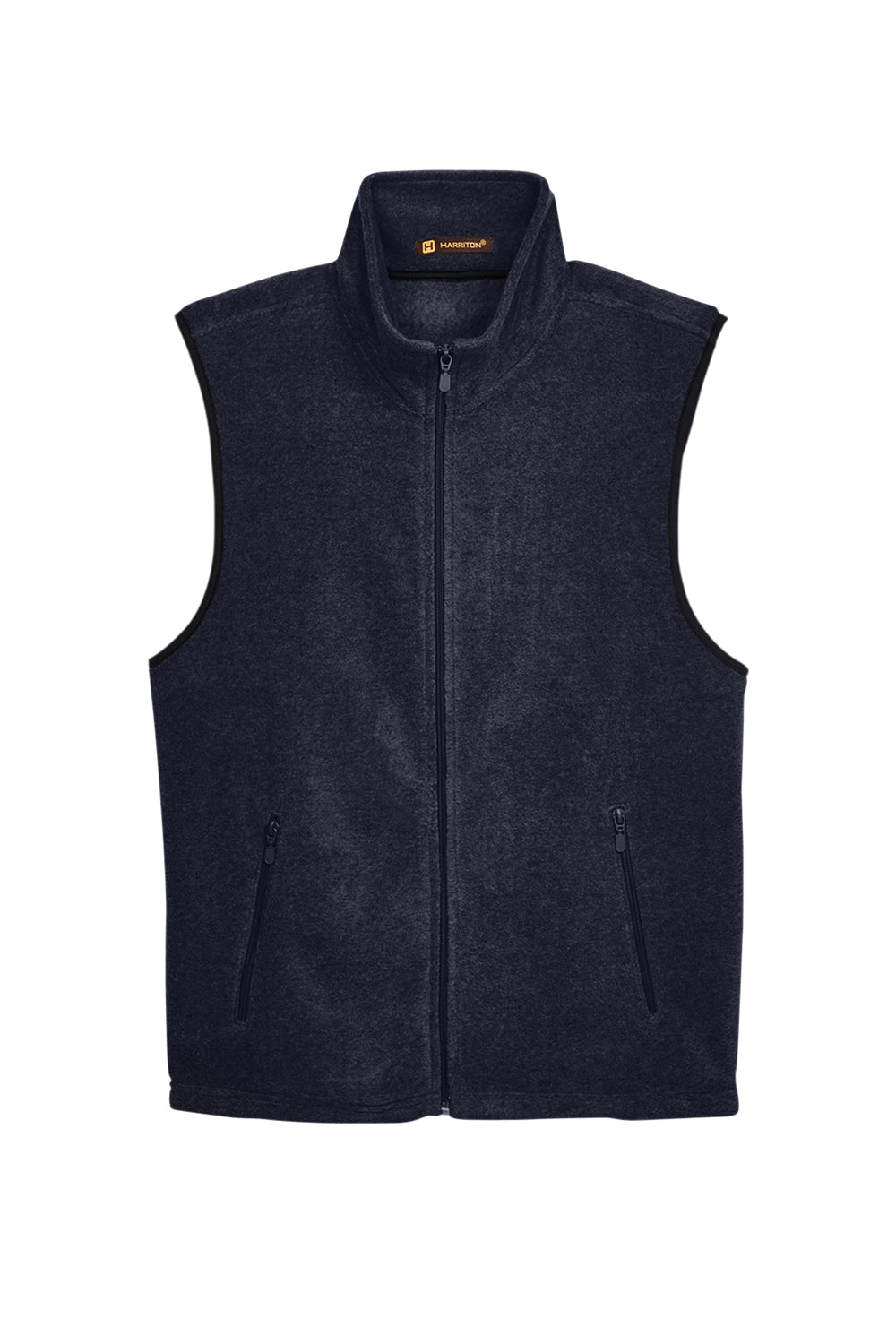 Harriton M985 Mens Pill Resistant Fleece Full Zip Vest Navy Blue Flat Front