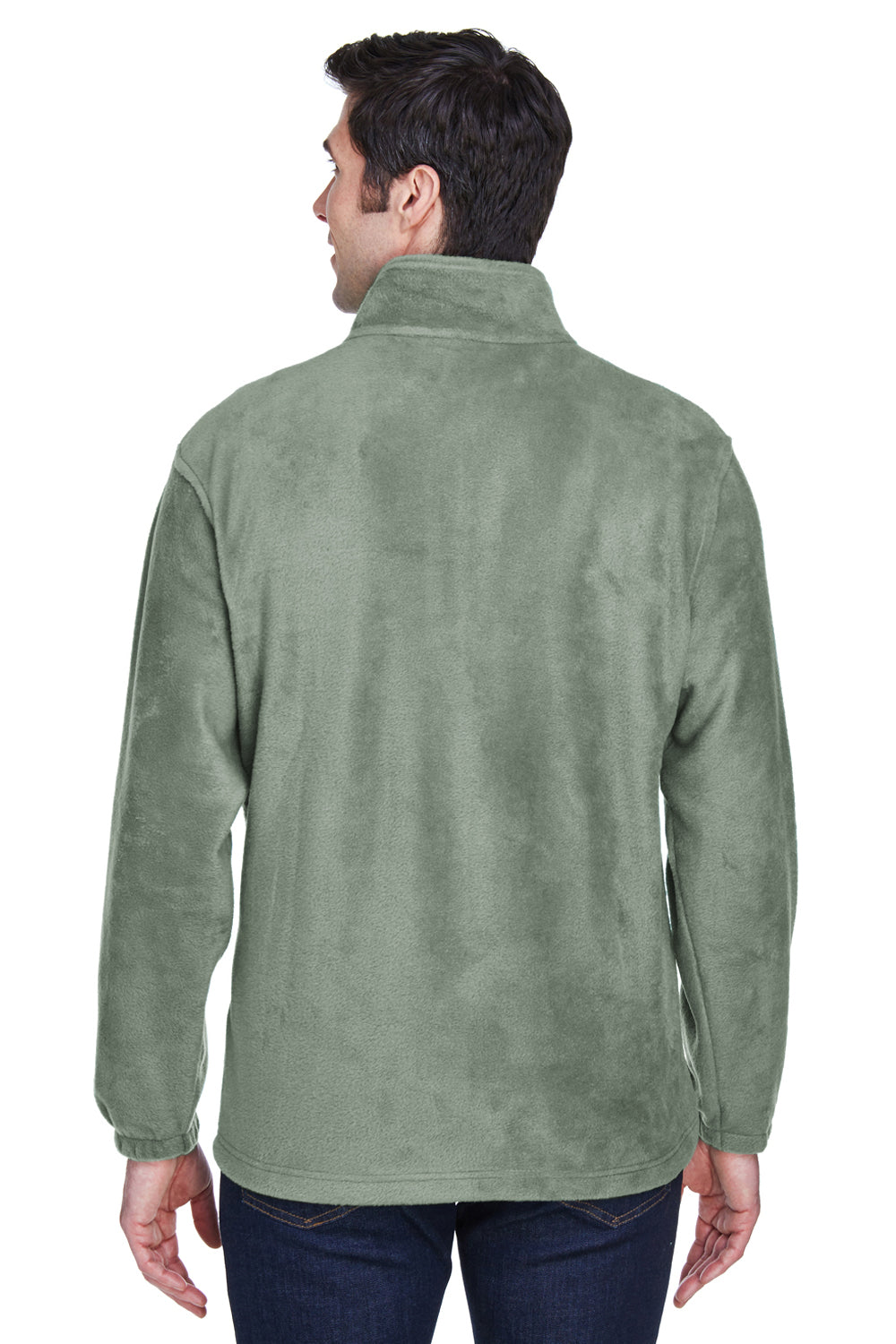 Harriton M990/M990T Mens Pill Resistant Fleece Full Zip Jacket Dill Green Model Back