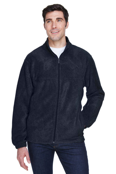 Harriton M990/M990T Mens Pill Resistant Fleece Full Zip Jacket Navy Blue Model Front