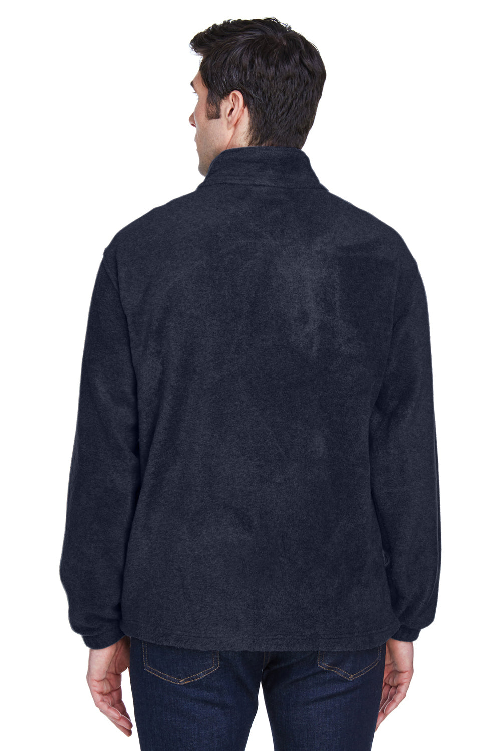 Harriton M990/M990T Mens Pill Resistant Fleece Full Zip Jacket Navy Blue Model Back