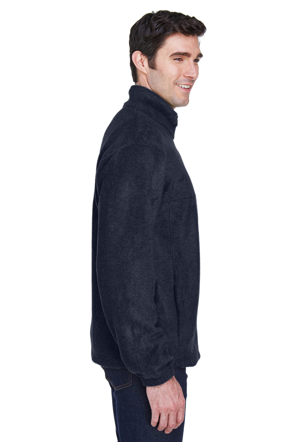 Harriton M990/M990T Mens Pill Resistant Fleece Full Zip Jacket Navy Blue Model Side