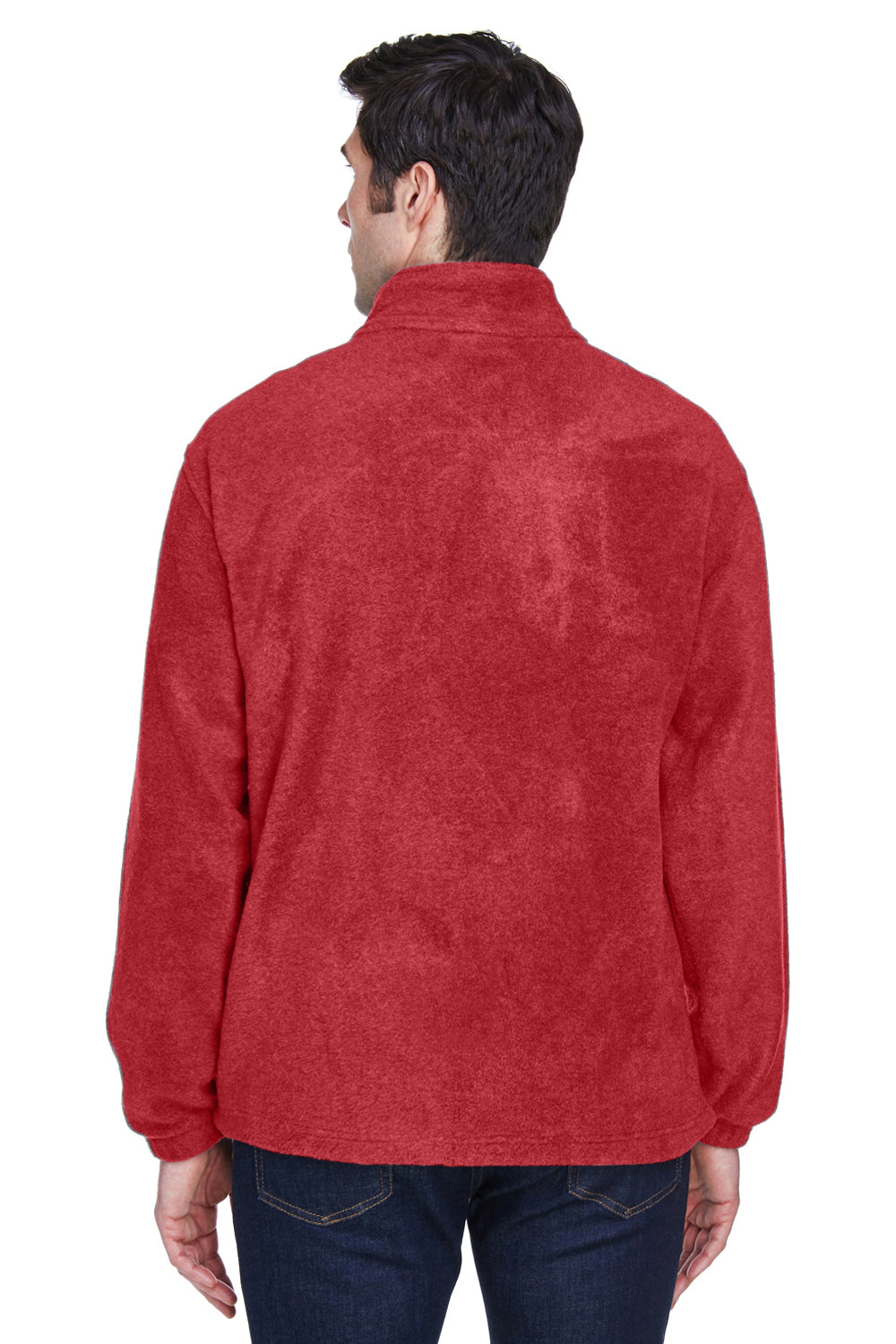 Harriton M990/M990T Mens Pill Resistant Fleece Full Zip Jacket Red Model Back