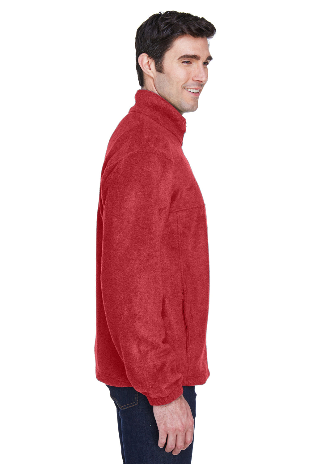 Harriton M990/M990T Mens Pill Resistant Fleece Full Zip Jacket Red Model Side