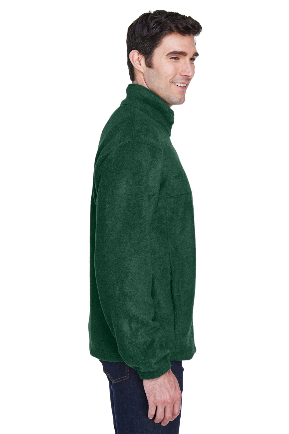 Harriton M990/M990T Mens Pill Resistant Fleece Full Zip Jacket Hunter Green Model Side