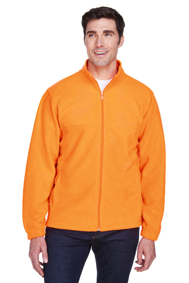 Harriton M990/M990T Mens Pill Resistant Fleece Full Zip Jacket Safety Orange Model Front