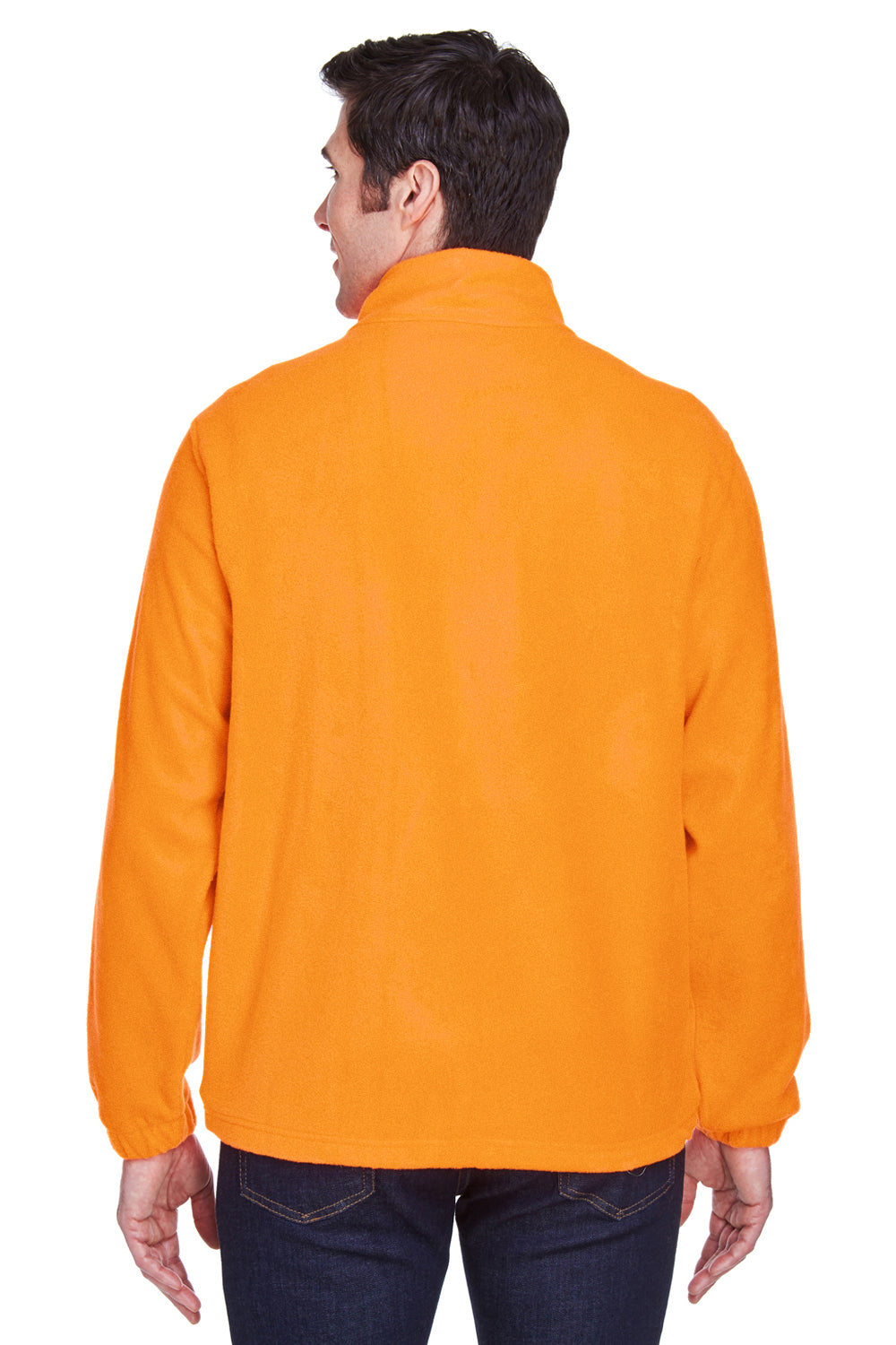 Harriton M990/M990T Mens Pill Resistant Fleece Full Zip Jacket Safety Orange Model Back