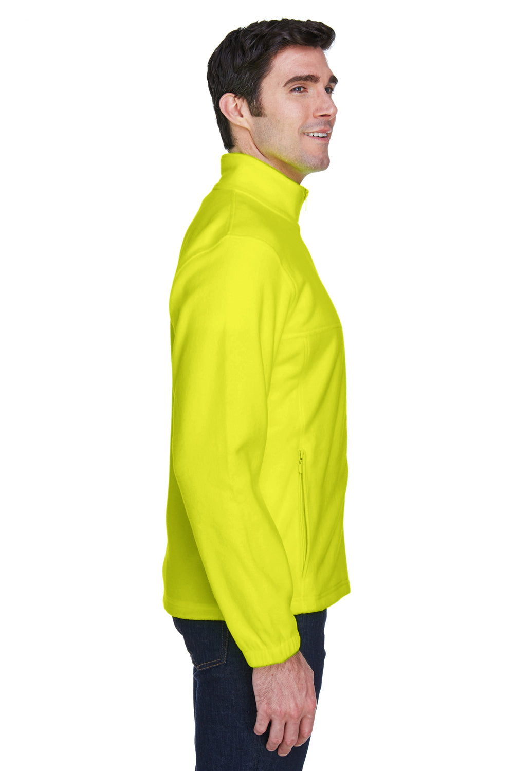 Harriton M990/M990T Mens Pill Resistant Fleece Full Zip Jacket Safety Yellow Model Side