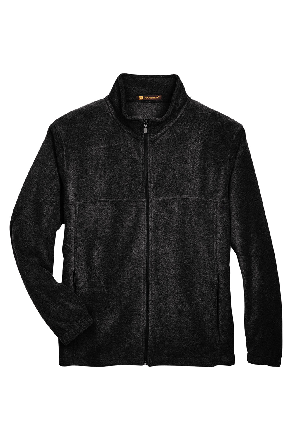 Harriton M990/M990T Mens Pill Resistant Fleece Full Zip Jacket Black Flat Front