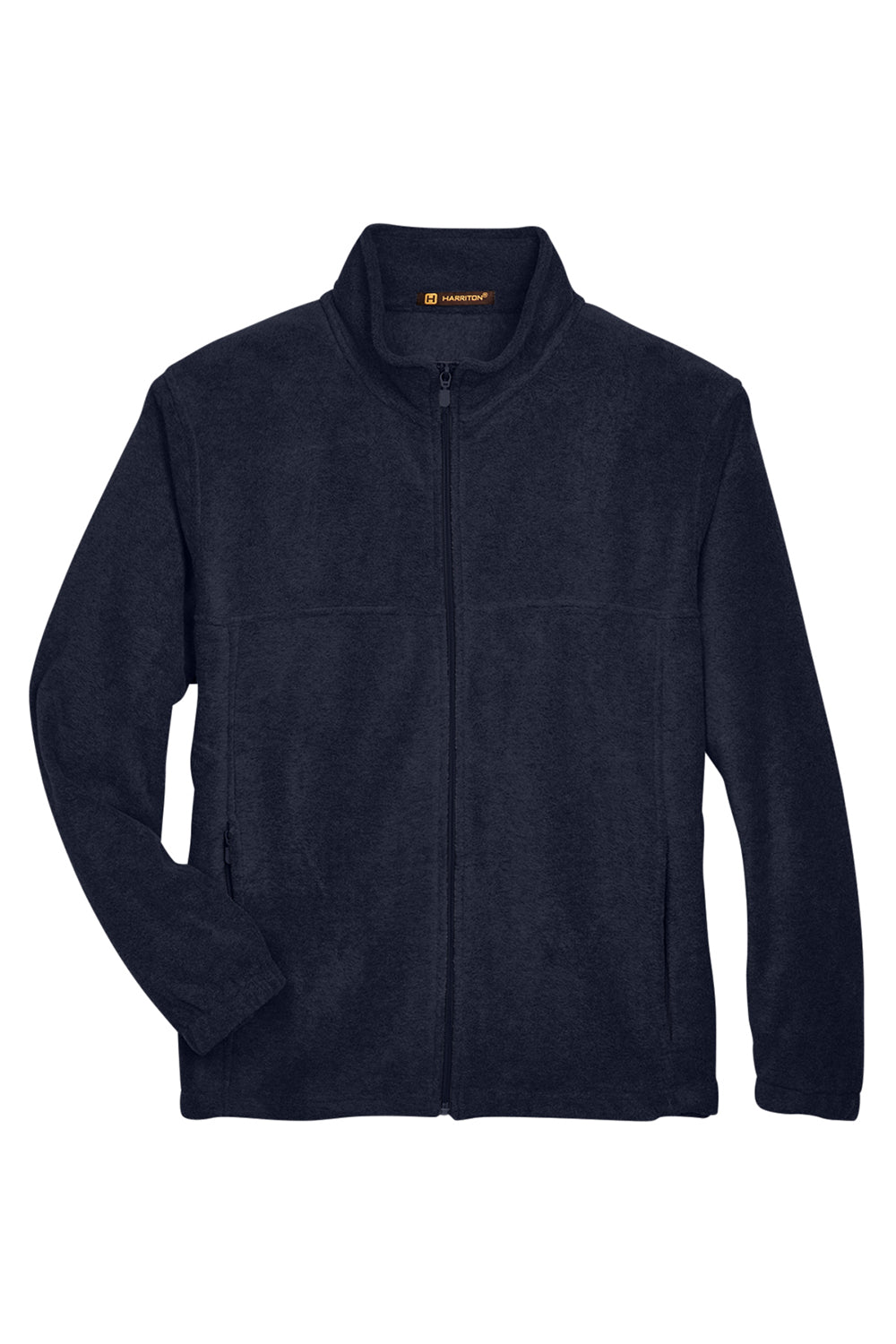 Harriton M990/M990T Mens Pill Resistant Fleece Full Zip Jacket Navy Blue Flat Front