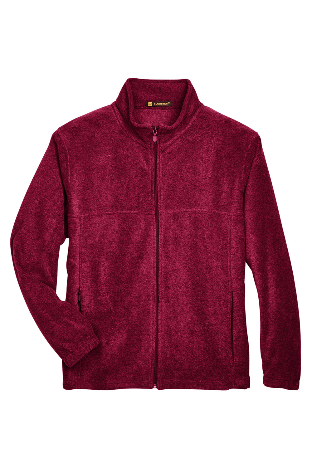 Harriton M990/M990T Mens Pill Resistant Fleece Full Zip Jacket Wine Flat Front