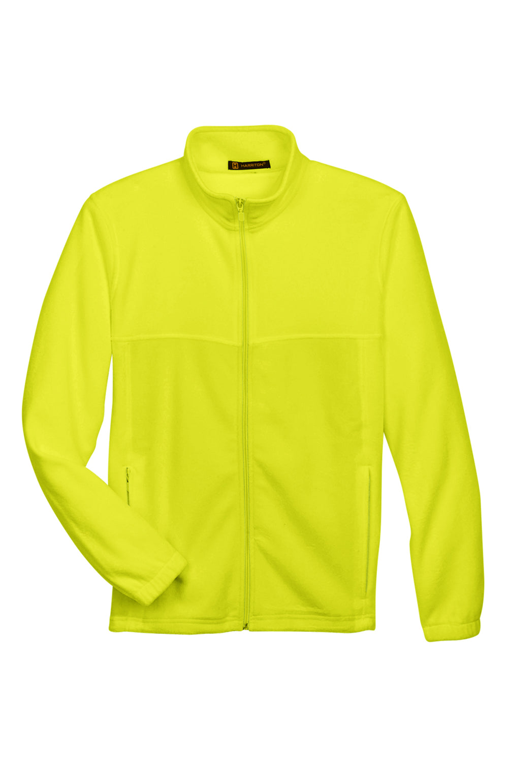 Harriton M990/M990T Mens Pill Resistant Fleece Full Zip Jacket Safety Yellow Flat Front