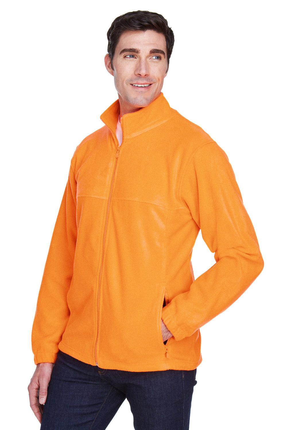 Harriton M990/M990T Mens Pill Resistant Fleece Full Zip Jacket Safety Orange Model 3q