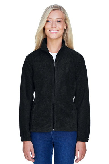 Harriton M990W Womens Pill Resistant Fleece Full Zip Jacket Black Model Front