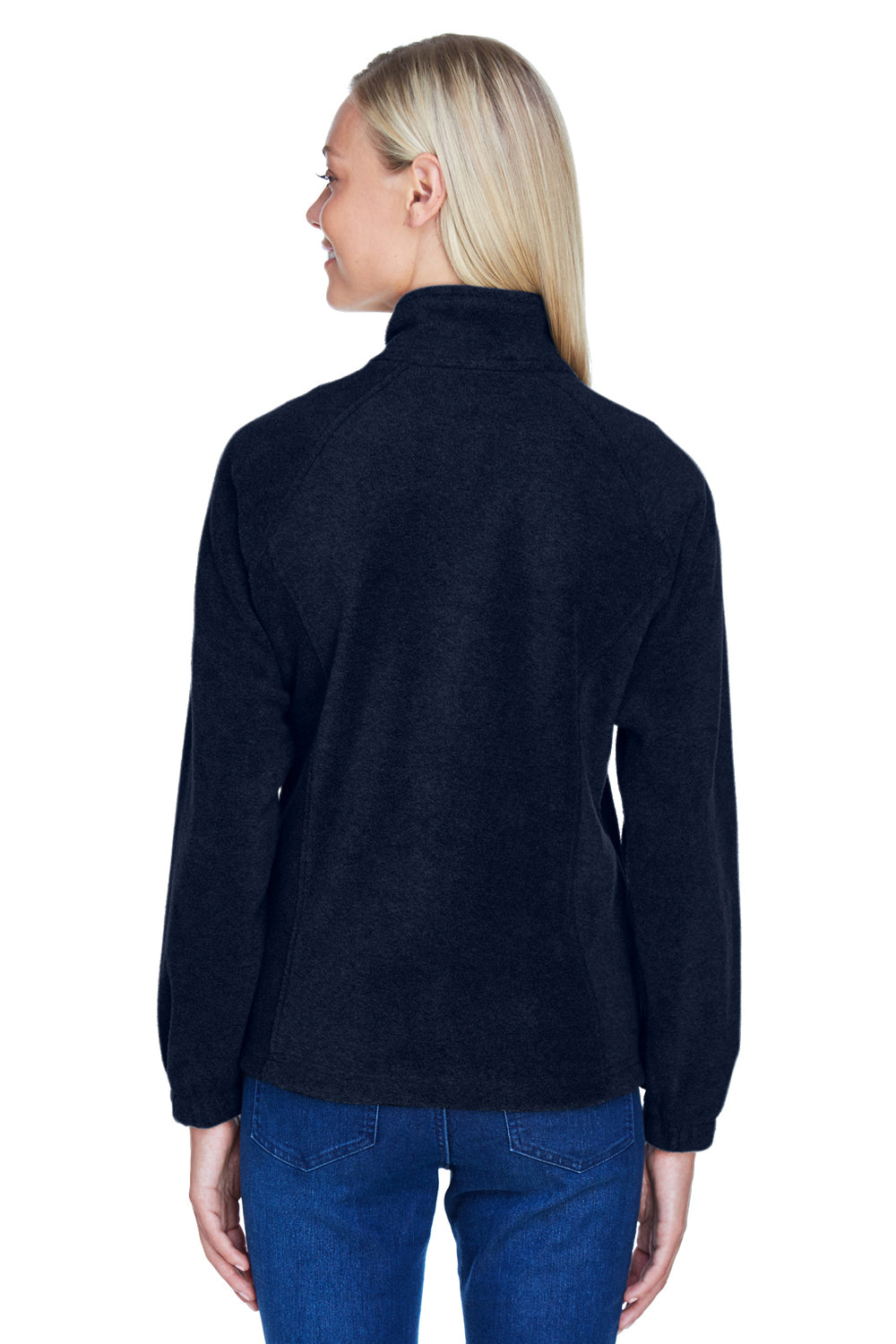 Harriton M990W Womens Pill Resistant Fleece Full Zip Jacket Navy Blue Model Back