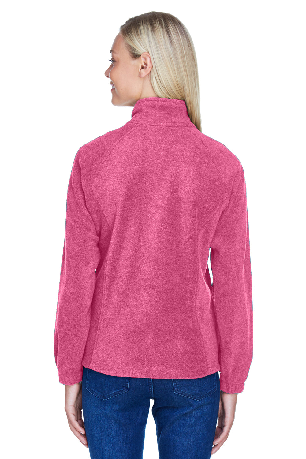 Harriton M990W Womens Pill Resistant Fleece Full Zip Jacket Charity Pink Model Back