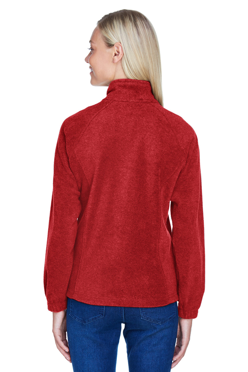 Harriton M990W Womens Pill Resistant Fleece Full Zip Jacket Red Model Back