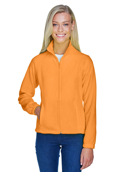 Harriton M990W Womens Pill Resistant Fleece Full Zip Jacket Safety Orange Model Front