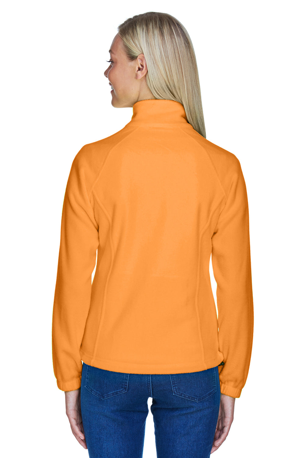 Harriton M990W Womens Pill Resistant Fleece Full Zip Jacket Safety Orange Model Back