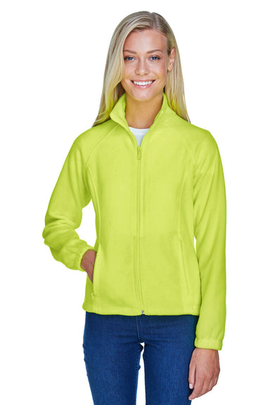 Harriton M990W Womens Pill Resistant Fleece Full Zip Jacket Safety Yellow Model Front