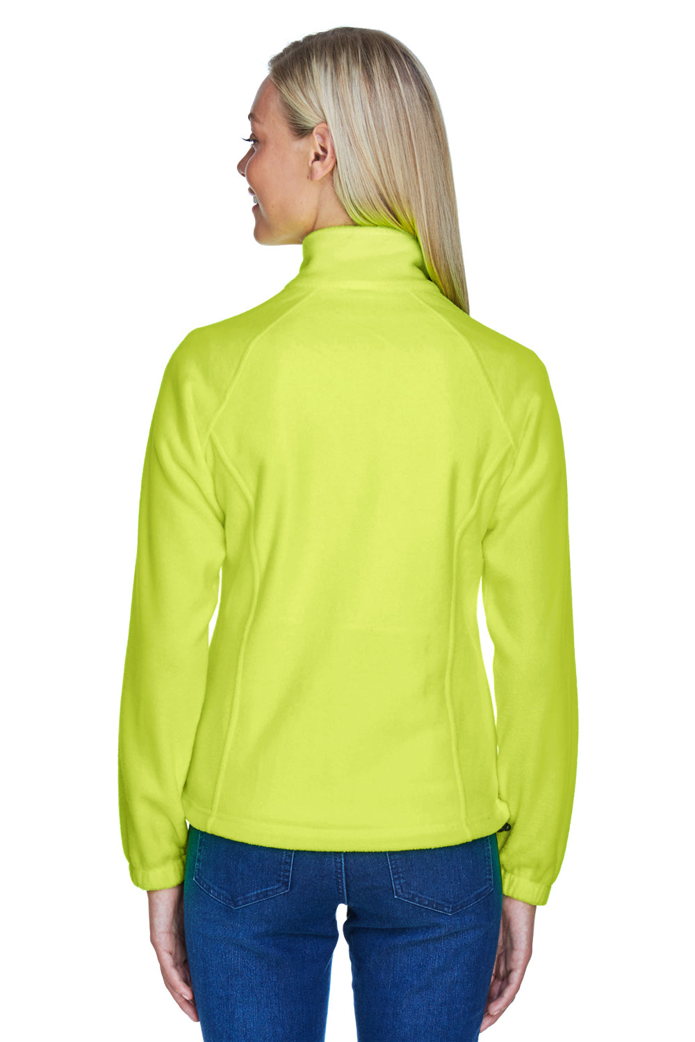 Harriton M990W Womens Pill Resistant Fleece Full Zip Jacket Safety Yellow Model Back