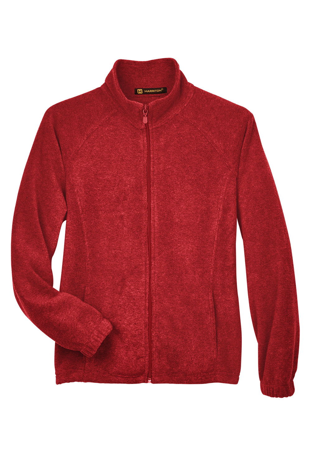 Harriton M990W Womens Pill Resistant Fleece Full Zip Jacket Red Flat Front