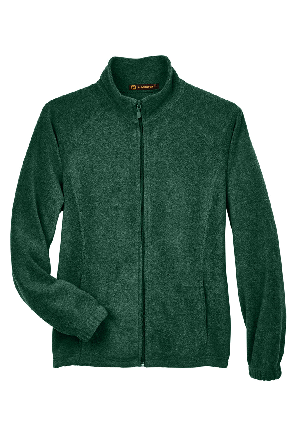 Harriton M990W Womens Pill Resistant Fleece Full Zip Jacket Hunter Green Flat Front