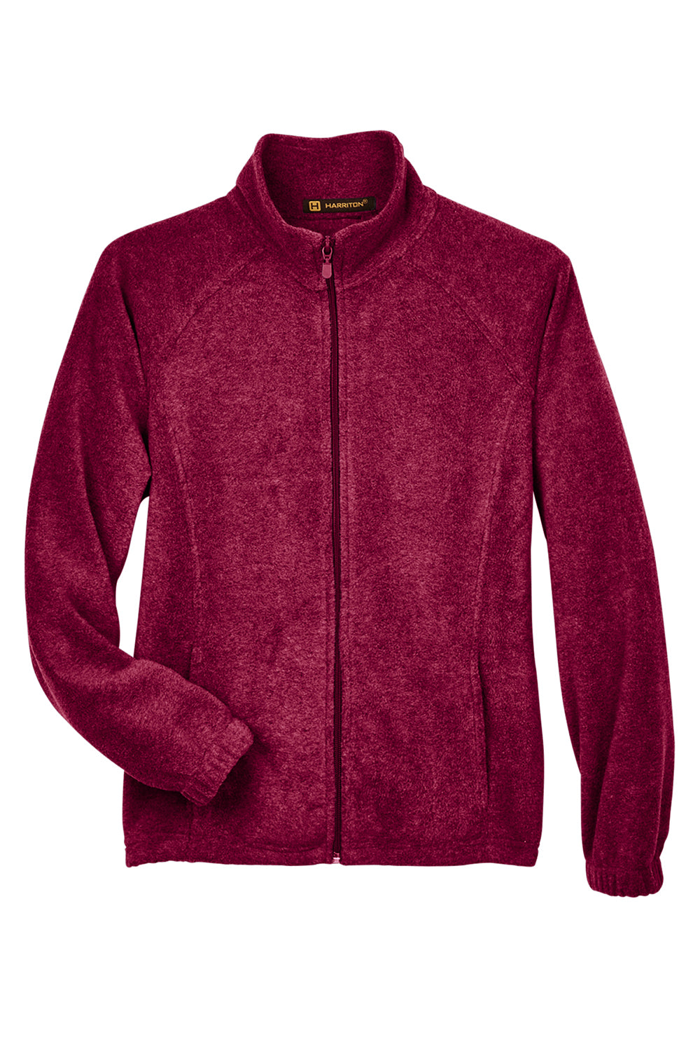 Harriton M990W Womens Pill Resistant Fleece Full Zip Jacket Wine Flat Front