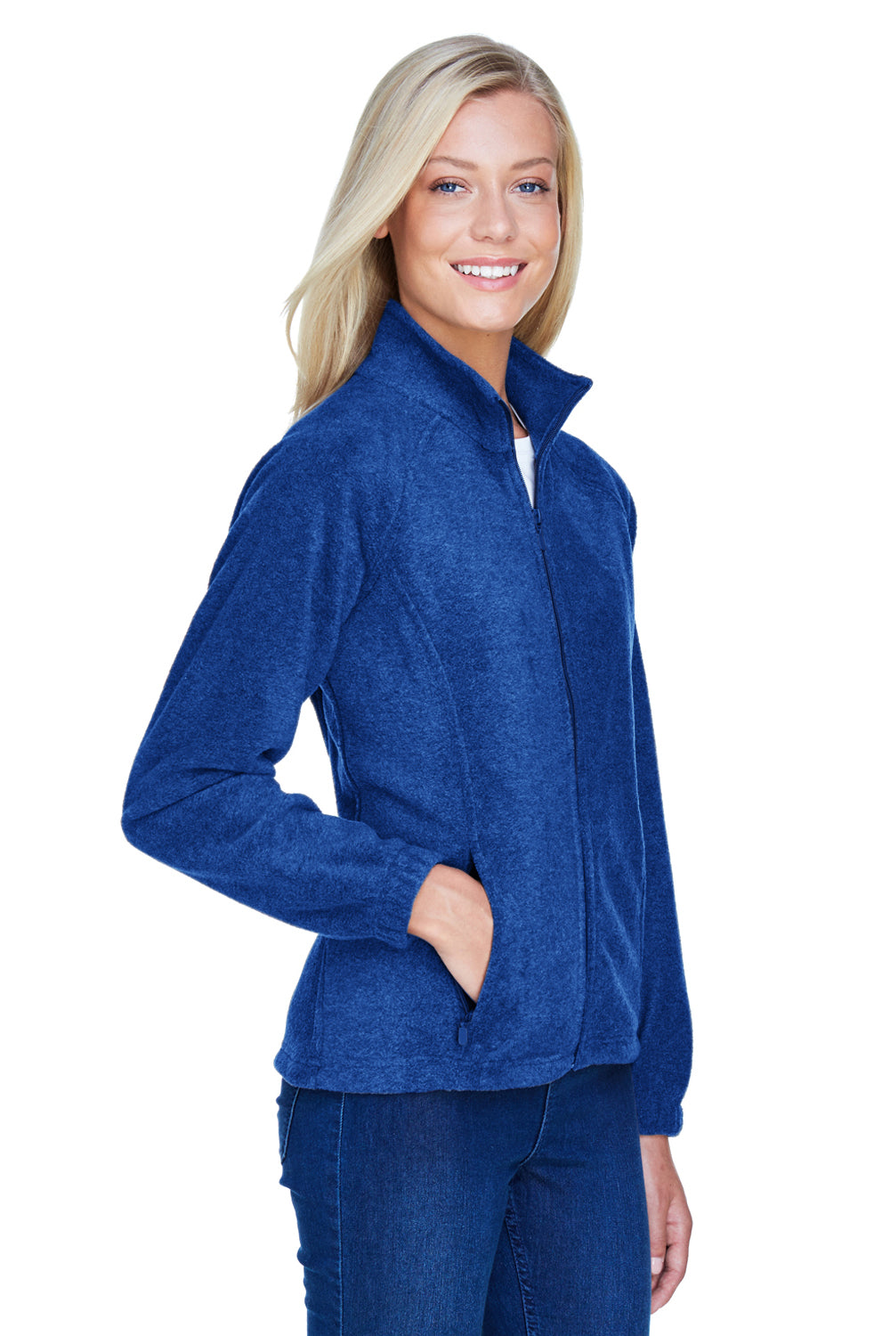 Harriton M990W Womens Pill Resistant Fleece Full Zip Jacket True Royal Blue Model 3q