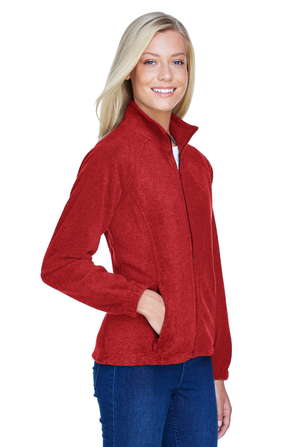 Harriton M990W Womens Pill Resistant Fleece Full Zip Jacket Red Model 3q