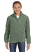 Harriton M990Y Youth Pill Resistant Fleece Full Zip Jacket Dill Green Model Front