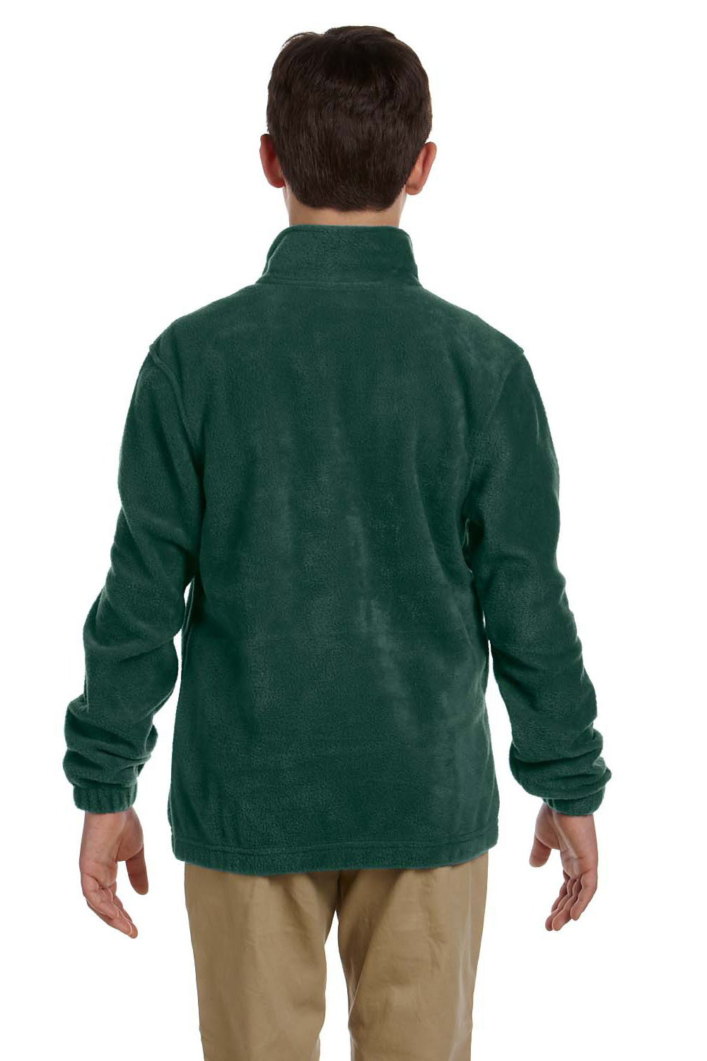 Harriton M990Y Youth Pill Resistant Fleece Full Zip Jacket Hunter Green Model Back