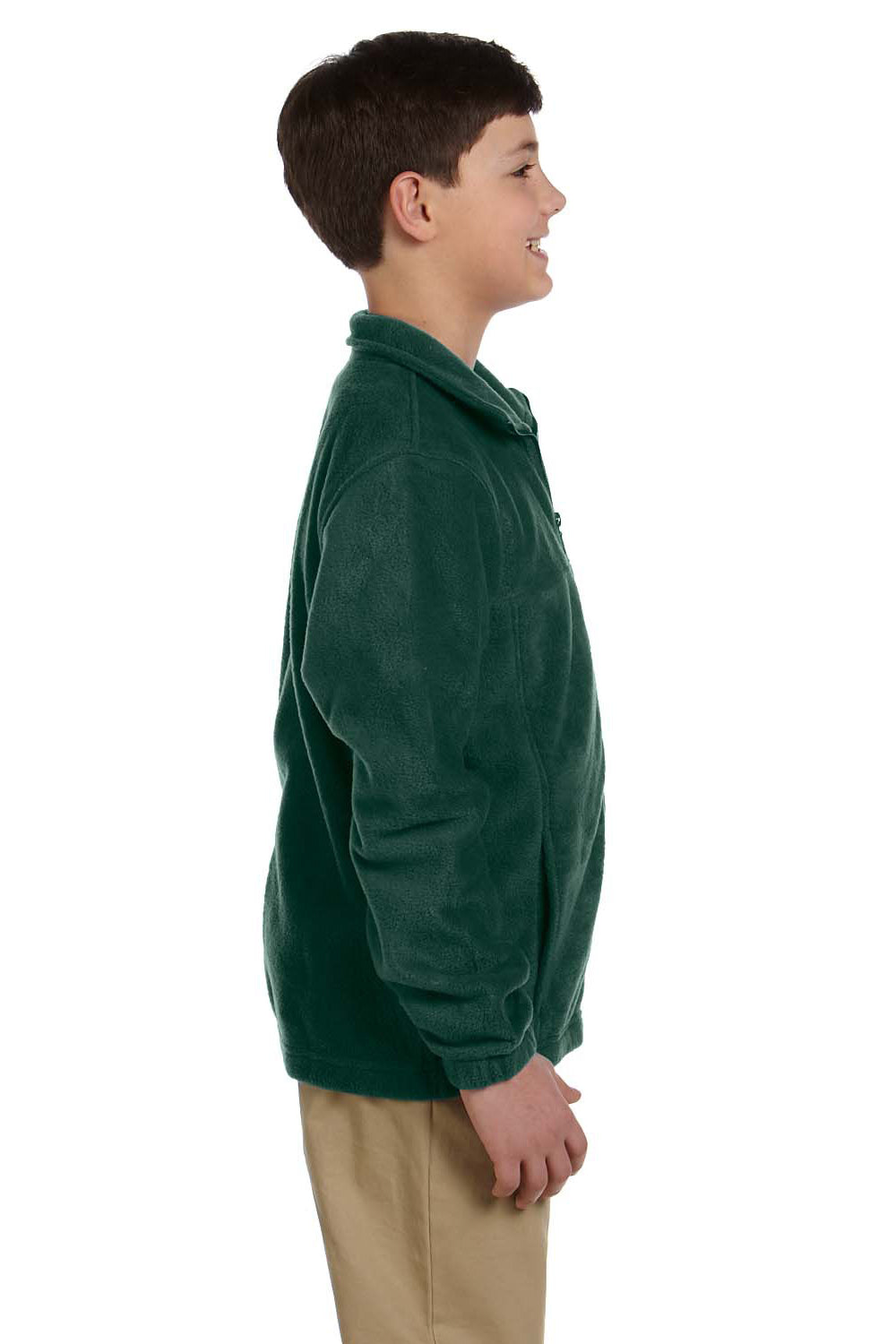 Harriton M990Y Youth Pill Resistant Fleece Full Zip Jacket Hunter Green Model Side