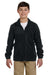 Harriton M990Y Youth Pill Resistant Fleece Full Zip Jacket Black Model Front