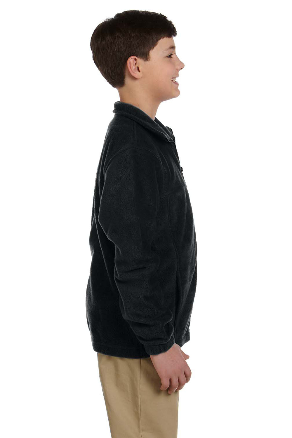 Harriton M990Y Youth Pill Resistant Fleece Full Zip Jacket Black Model Side