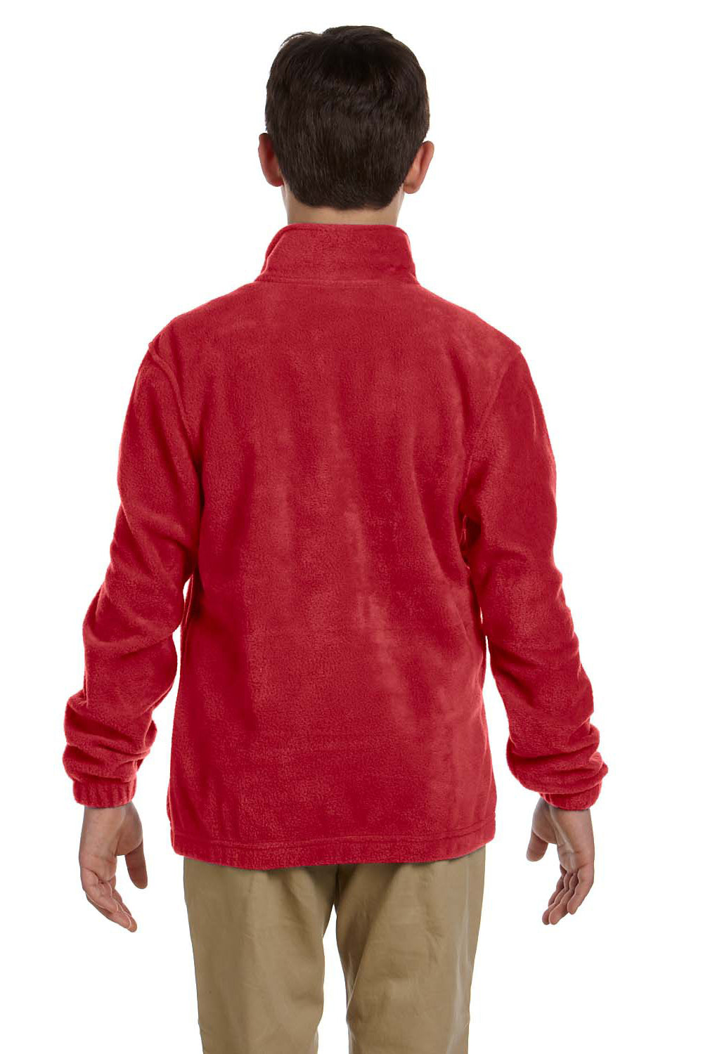 Harriton M990Y Youth Pill Resistant Fleece Full Zip Jacket Red Model Back