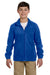 Harriton M990Y Youth Pill Resistant Fleece Full Zip Jacket True Royal Blue Model Front