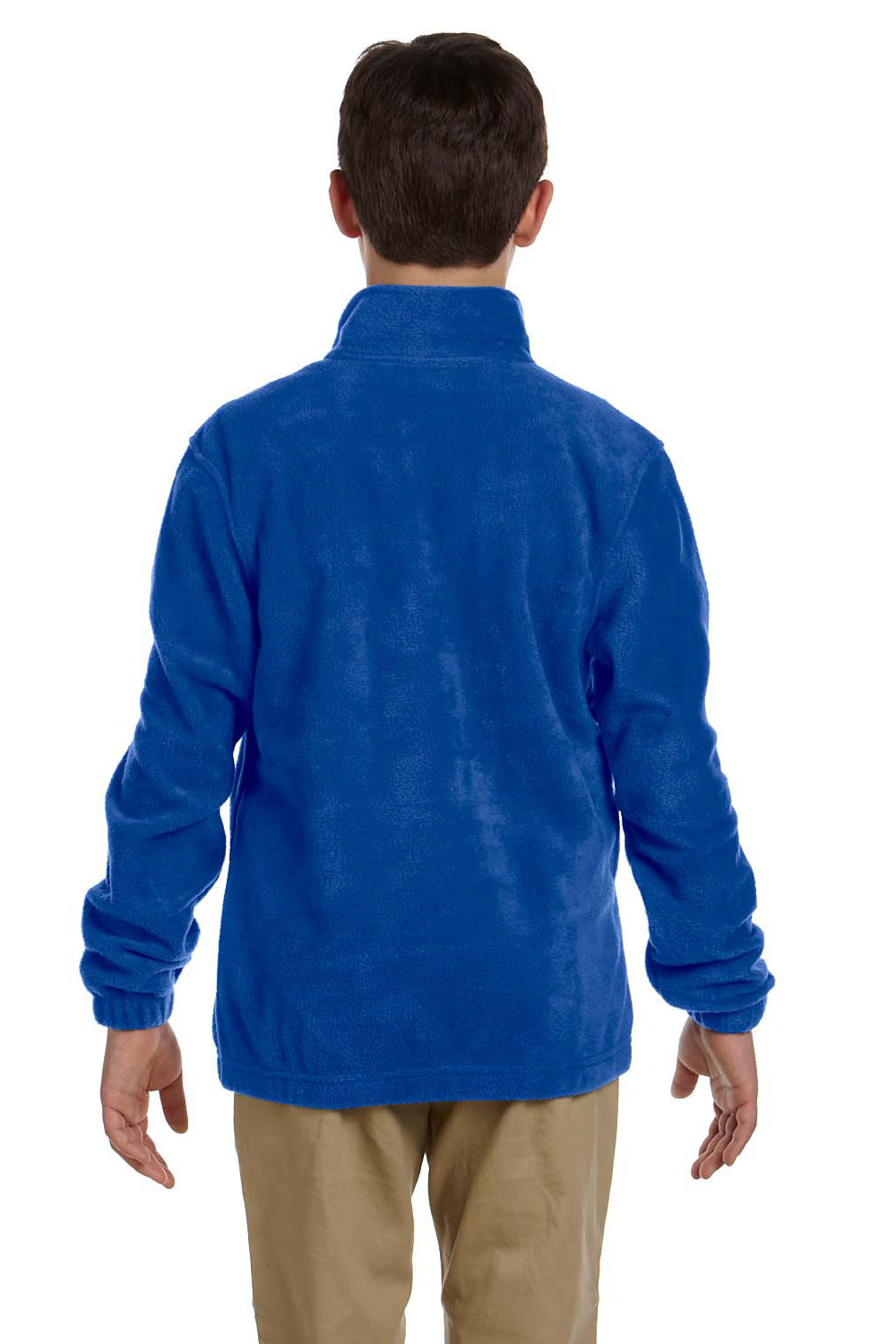 Harriton M990Y Youth Pill Resistant Fleece Full Zip Jacket True Royal Blue Model Back