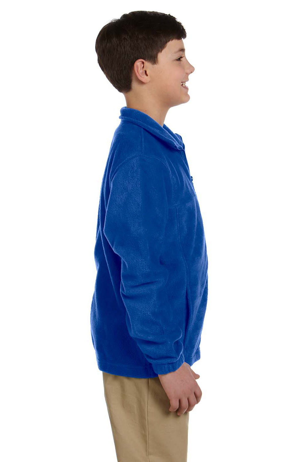 Harriton M990Y Youth Pill Resistant Fleece Full Zip Jacket True Royal Blue Model Side